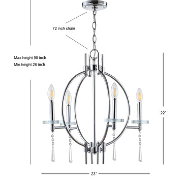 Laura 23" Crystal/Metal LED Chandelier - JONATHAN Y